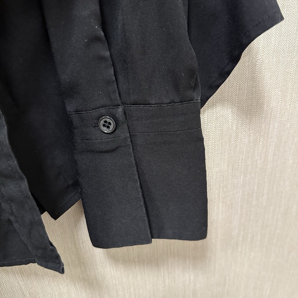 Express Black Collared Stretch Button Down Dress … - image 4